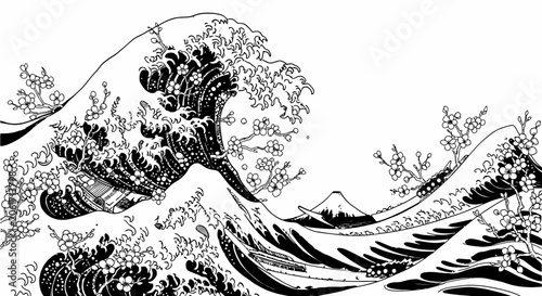 Juneteenth 1865 typography design with monochrome wave illustration