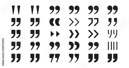 Foto Grid of different quotation marks and geometric symbols for modern typographic layouts and interface