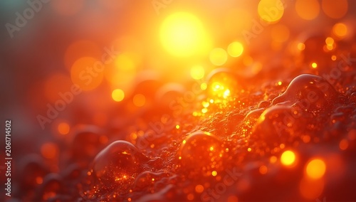 Abstract Glowing Orange and Yellow Bokeh Background with Light.