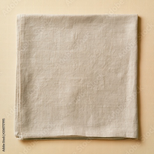 Linen napkin placed on a flat surface in a neutral color setting