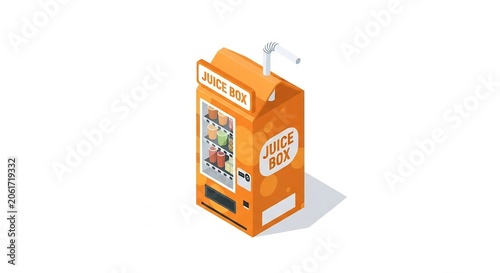 Vending machine designed as a large orange juice box