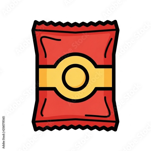 Snack bag packaging with red and yellow design