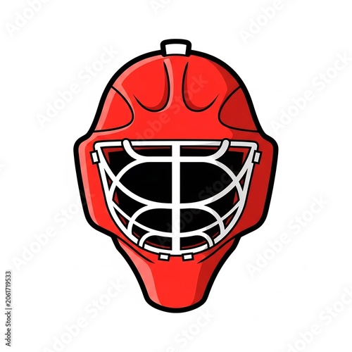 Hockey goalie mask in red for sports protection equipment