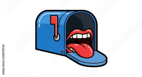 Mailbox with a mouth and tongue for communication concept