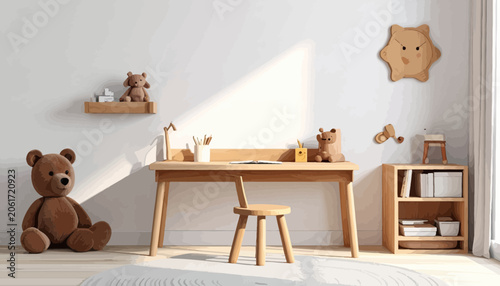 Vászonkép Brown Teddy Bear Sitting on Floor.