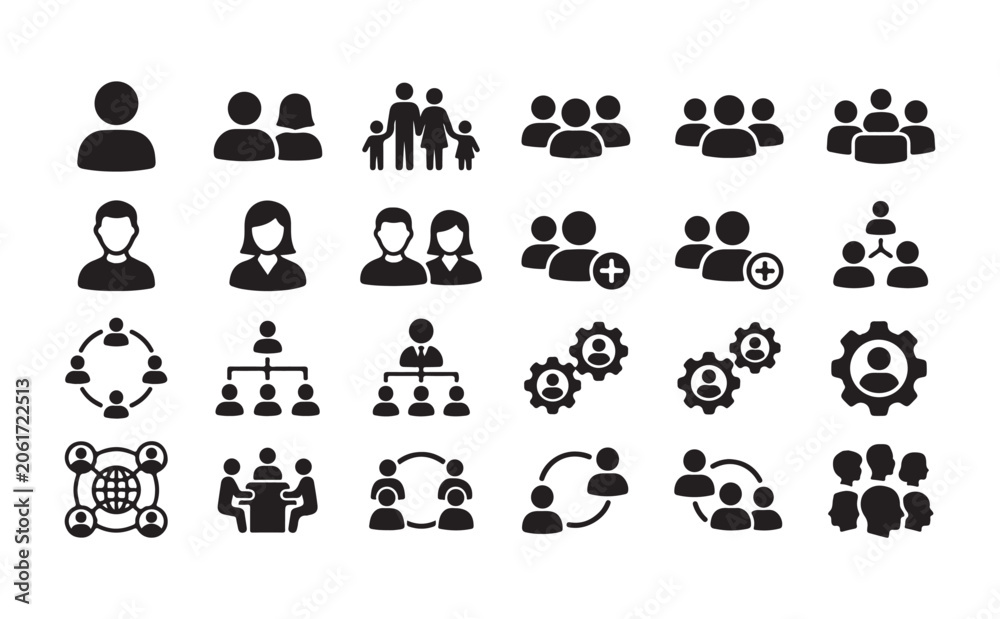 Fototapeta premium People and Business User Profile Icon Set for Corporate Teamwork and Hierarchy