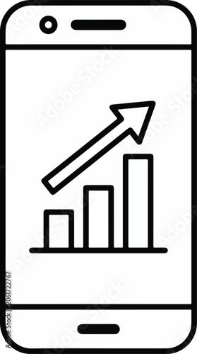Smartphone with Bar Chart and Growth Arrow Icon

