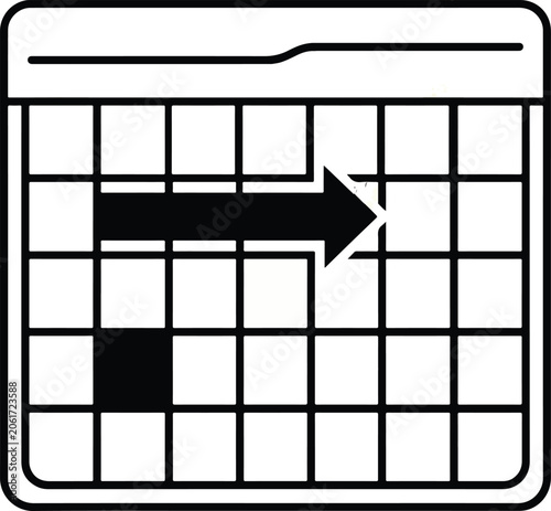 Calendar Date Selection Arrow Icon — Schedule Appointment or Deadline Symbol

