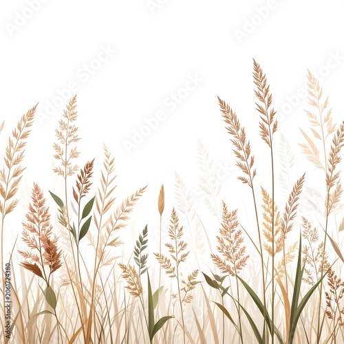 Close up of white ornamental grass in sunlight.