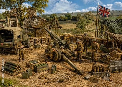 British Royal Artillery Gun Position Diorama at Sunset