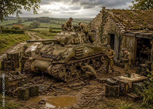 US Sherman Tank Maintenance Diorama