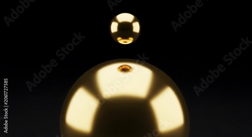 Two shiny gold spheres floating in dark space illustration