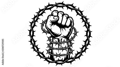 Obraz na plátne A clenched fist surrounded by thorns.