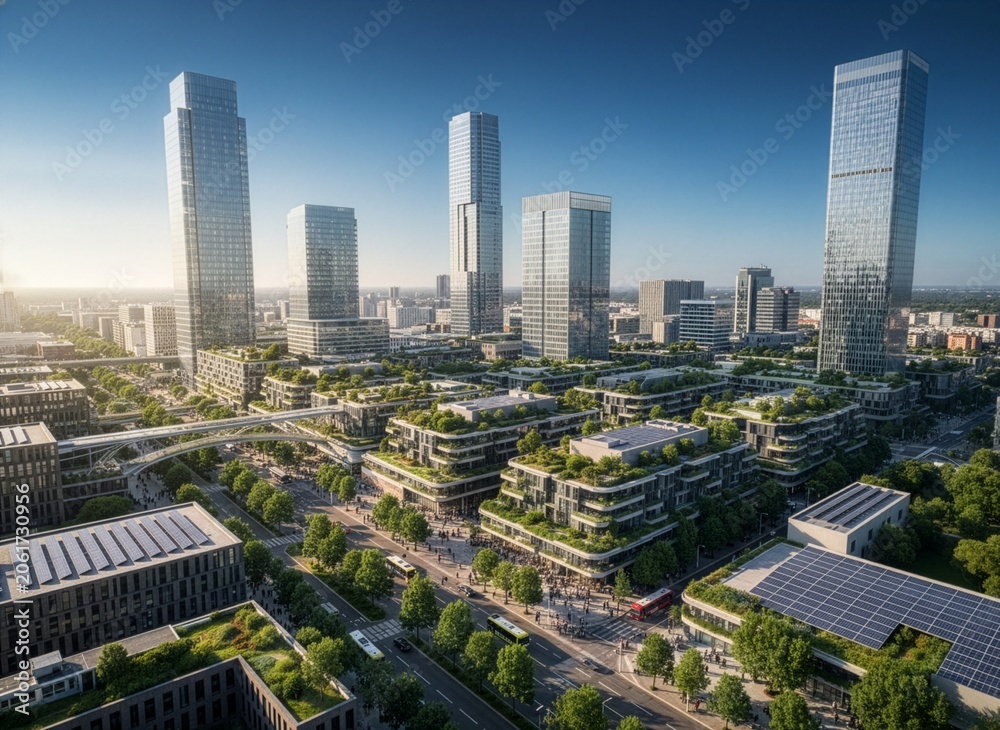 Obraz premium Green Smart City Powered by Renewable Energy and Sustainable Technology
