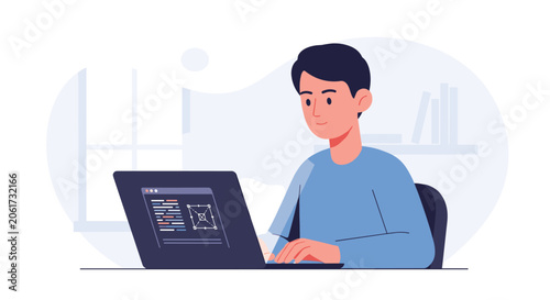 Flat Illustration Of Remote Worker for Work From Home, Graphic Designer, Programmer, Virtual Assistance, Video Editor, Animator, Lofi Illustration,Cozy Illustration, Worker Home, Copywriter,Freelancer