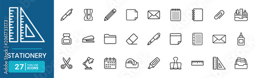 Stationery Thin Line Icon Set