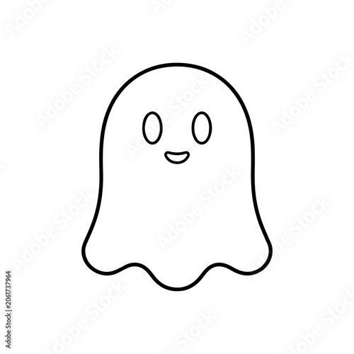Cute ghost coloring page illustration kawaii spooky design isolated on transparent background