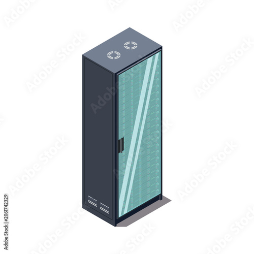 Isometric Closed Server Rack Cabinet