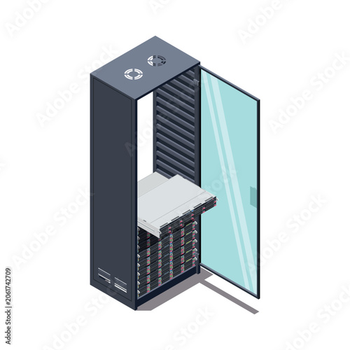 Isometric Server Maintenance in Data Center Rack