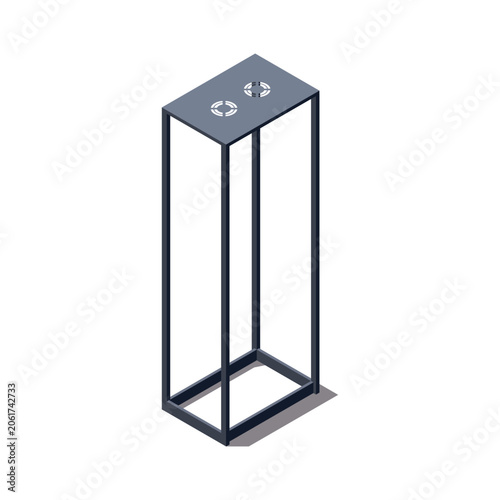 Isometric Server Rack Frame on a white background