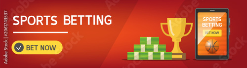 Sports betting cartoon banner. Vector color hand drawn illustration.