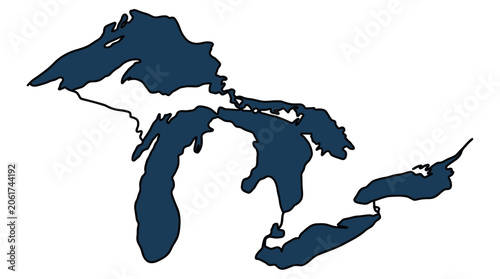 Принти на полотні Great Lakes map illustration, isolated on white background