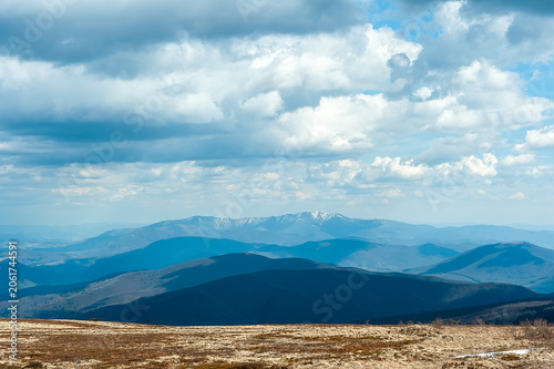 The view of the Carpathian Mountains from Polonyna Runa, Zakarpattia, Ukraine