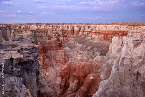 Dramatic geological formations of Coal Mine Canyon during blue hour, Arizona