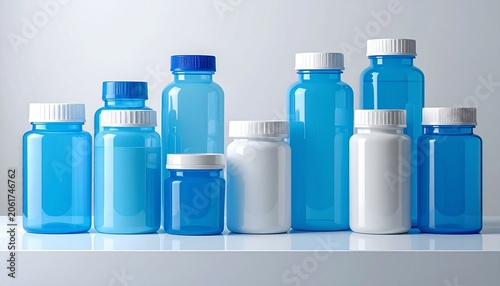 医療用プラスチック容器が整列する清潔なイメージ