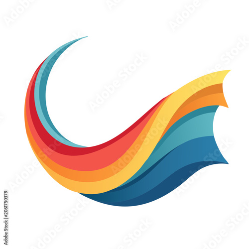 Curved multicolor ribbon vector