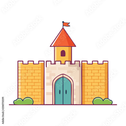 Flat design cartoon castle illustration