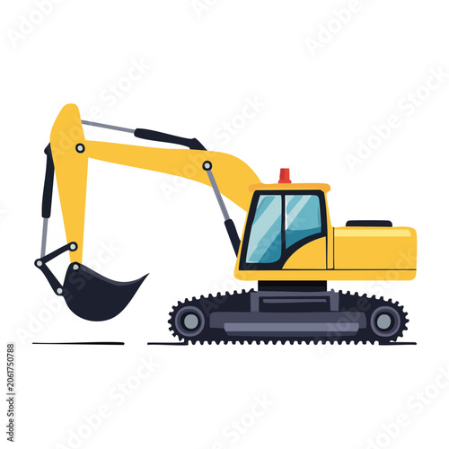 Yellow excavator vector illustration