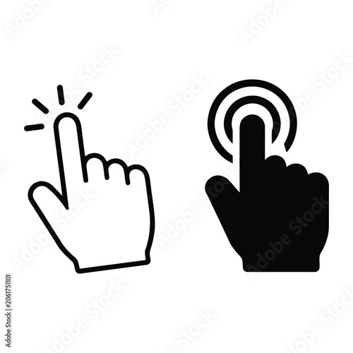 Hand click and touchscreen cursor icon set