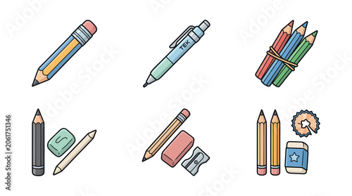 Konstfotografi Drawing Supplies: Pencils, Erasers, Sharpeners, and Colored Pencils Collection