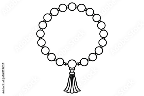 Simple buddhist prayer bead bracelet with tassel