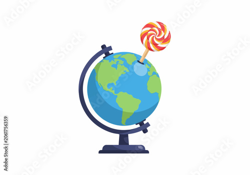 Globe with Lollipop Illustration