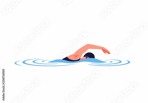 Swimmer Performing Backstroke in Pool