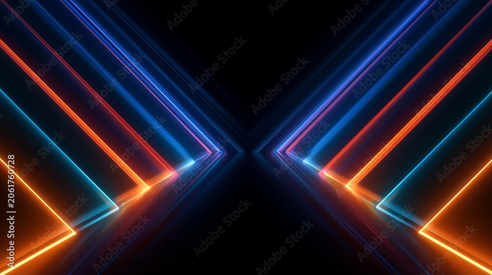 Obraz premium Colorful Diamond Pattern Stretching Into Infinity with Glowing Lines and Vibrant Hues