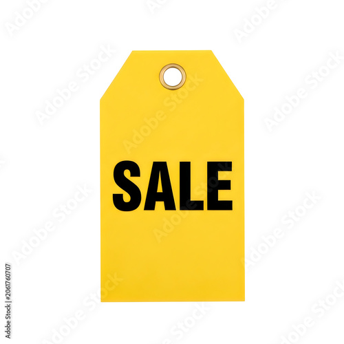 Bright yellow sale tag isolated