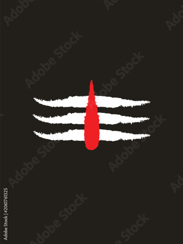 Abstract Sacred Shiva Tilak Symbol on Black Background