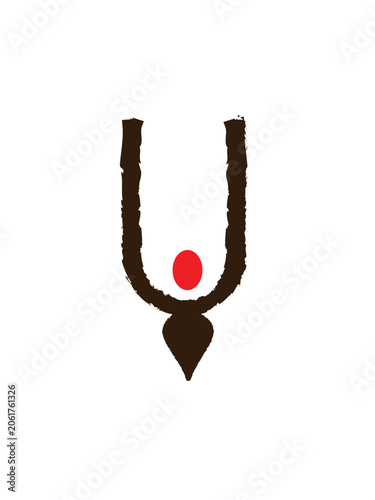 Vaishnav Tilak Symbol Minimal Hindu Religious Icon on White Background
