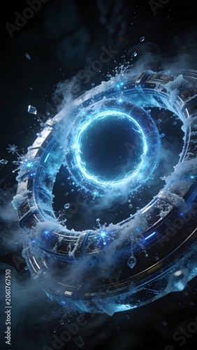 Frozen Blue Energy Portal Ring Background