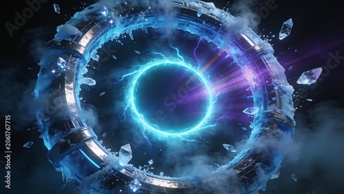 Frozen Blue Energy Portal Ring Background