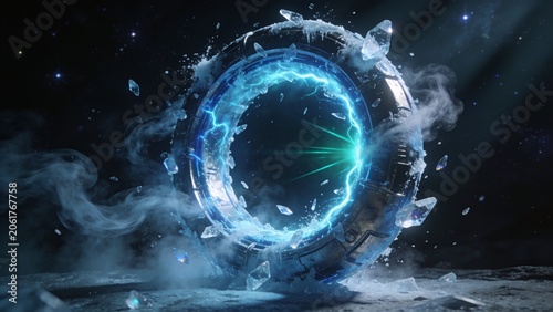 Frozen Blue Energy Portal Ring Background