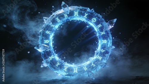 Frozen Blue Energy Portal Ring Background