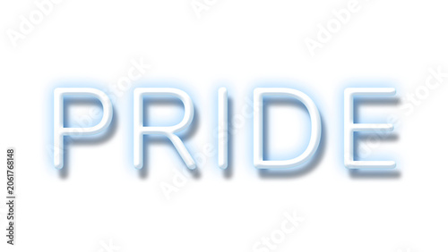 Bild auf Leinwand Blue neon word PRIDE typography design element