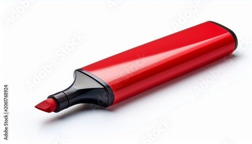 Red Marker Pen Isolated On White Background Highlighter Pen