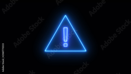 Glowing Neon light Exclamation mark in triangle icon isolated on black background. Neon Hazard warning sign, careful, danger icon illustration.