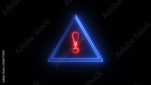 Photos Glowing Neon Hazard warning sign, careful, danger icon illustration