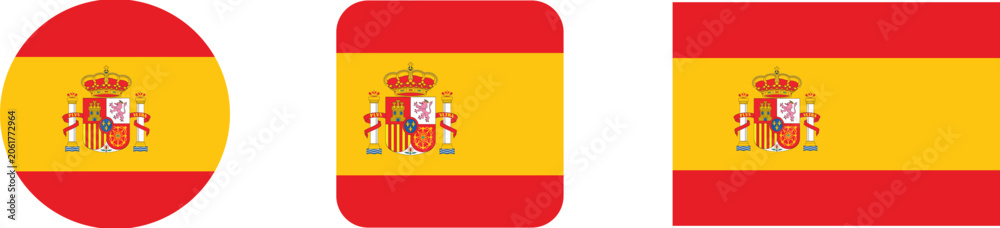Fototapeta premium Spanish flag variations in different shapes